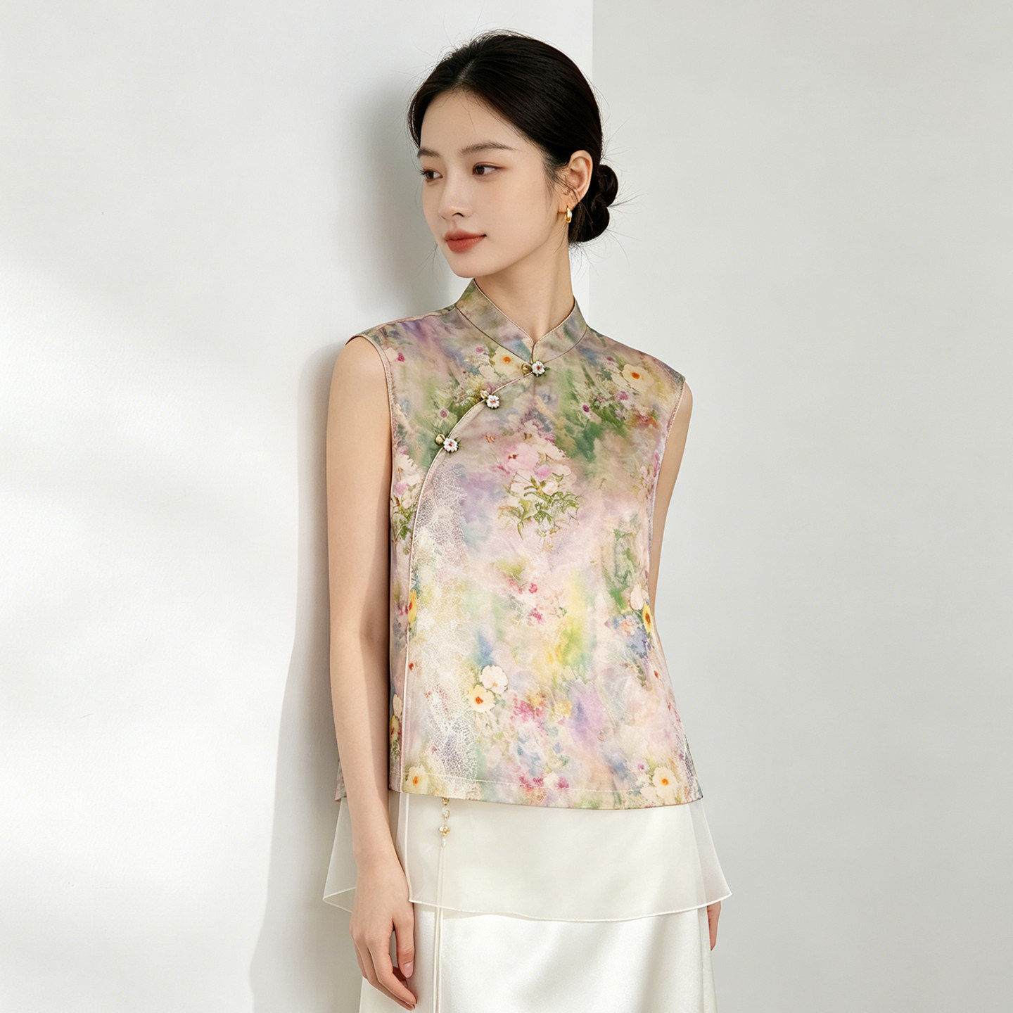 夏季新中式桑蚕丝网纱汉服上衣
