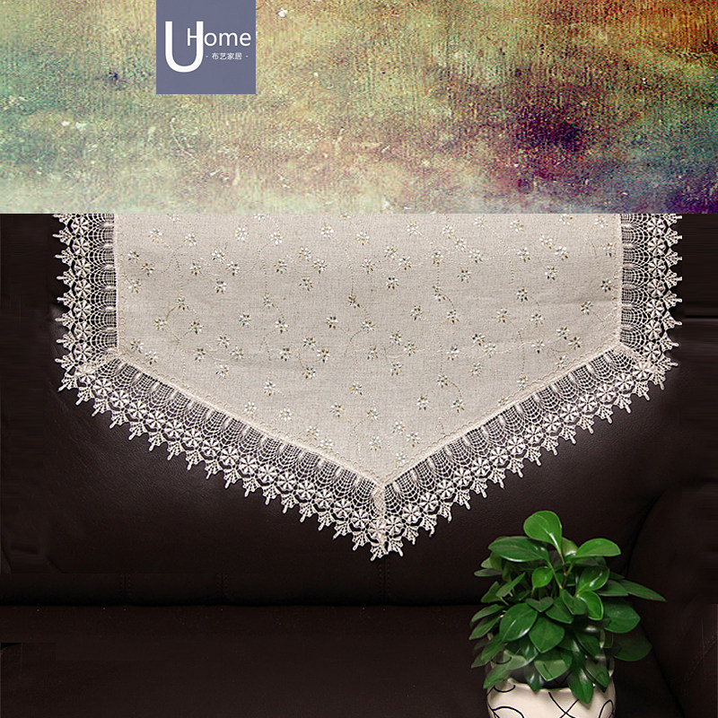 棉麻布艺组合沙发后背盖巾靠背巾蕾丝沙发巾三角巾沙发盖布扶手巾
