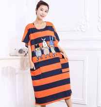 Thêm kích thước lớn nightdress chất béo mm200 kg cộng với phân bón tăng nữ mùa hè cotton ngắn tay áo phương thức Hàn Quốc phiên bản của bộ đồ ngủ dài