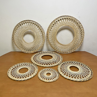 竹编圆形斗笠网可做墙上壁画或舞蹈表演武侠古风帽精品纯手工编织