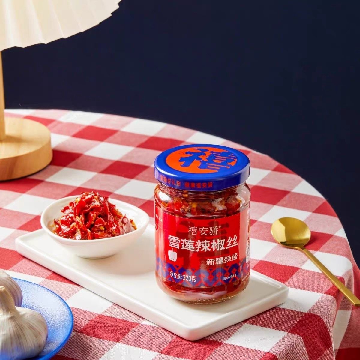 新疆直发 禧安骄雪莲辣椒丝酱脆爽辣椒丝220g香辣红油拌面拌饭酱