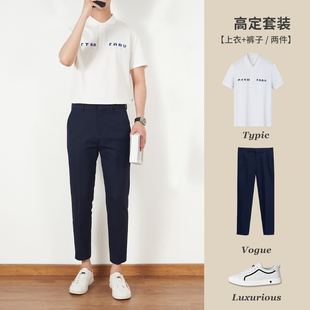 男短袖 夏季 polo衫 设计感小众商务翻领t恤半袖 男青年 休闲时尚 套装