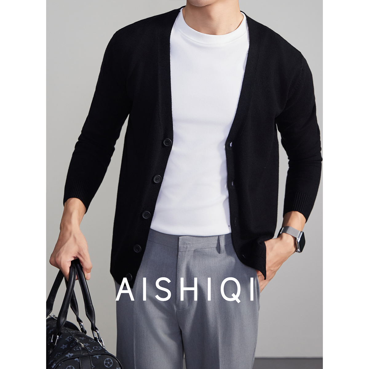 纯色百搭男款开衫外套上衣