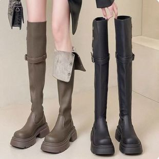 靴 粗跟加绒长靴时装 时尚 百搭两穿厚底长筒过膝靴子女2025秋冬新款