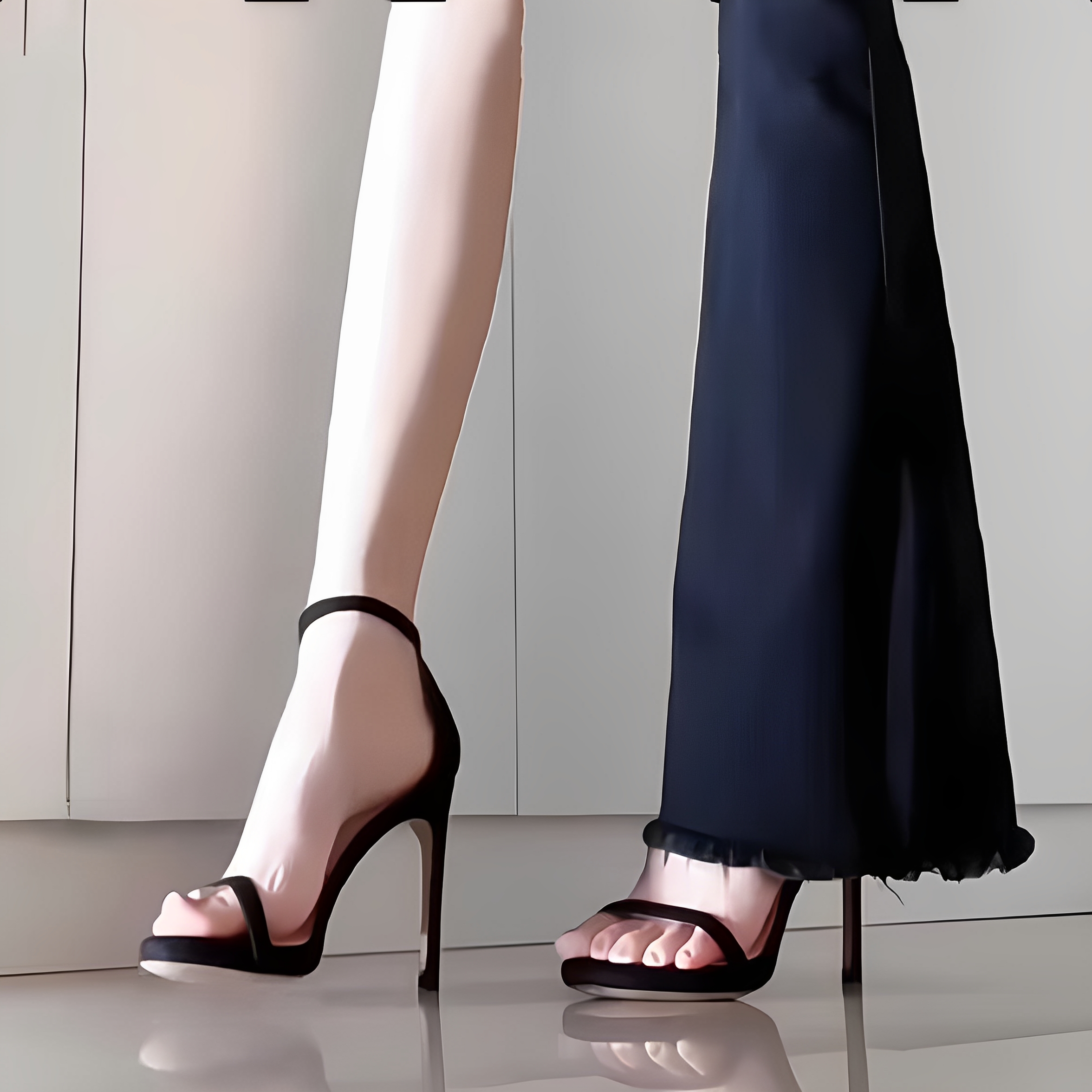 一字带凉鞋女2025夏季新款网红韩版百搭单鞋礼仪黑色高跟鞋女细跟