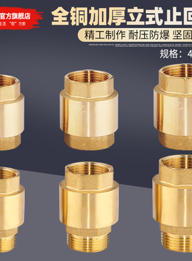 全铜立式弹簧止回阀4/6分1寸内外丝内丝水管管道水表单向阀止逆阀