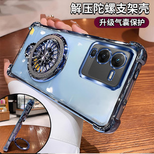 适用vivoS15电镀手机壳S15pro四角气囊防摔S15e新款保护套V2207A螺旋支架vivo女男s15por镜头全包vivis薄外壳