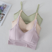 美背内衣女小胸聚拢加厚显胸冰丝吊带抹胸运动背心镂空文胸罩夏季