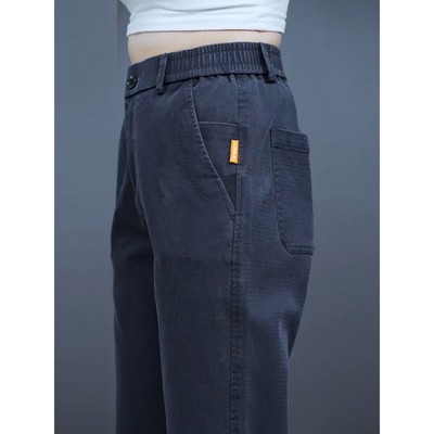 休闲裤男秋冬款2025新款宽松直筒松紧腰加绒长裤男士弹力运动裤子