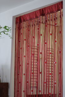 婚庆酒红色可加密流苏线帘门帘隔断帘玄关过道挂帘橱窗背景防蚊帘