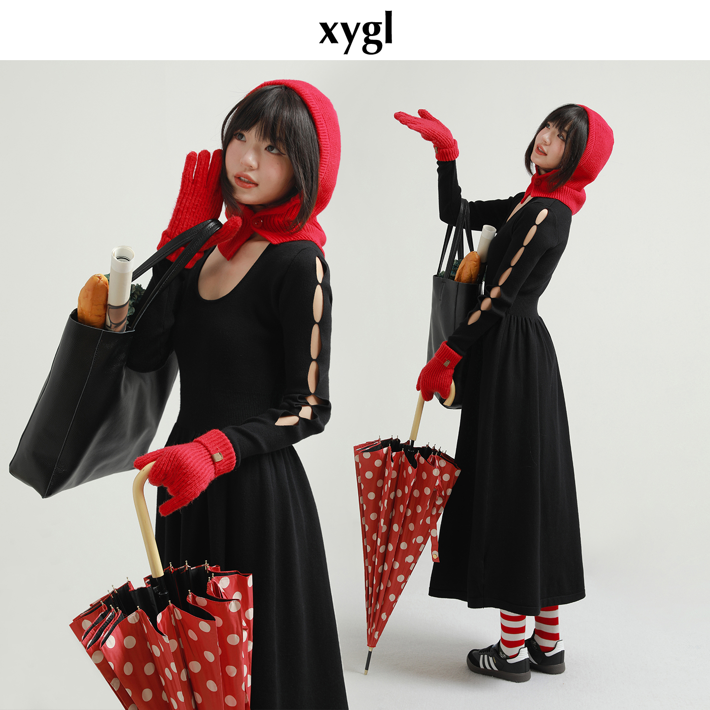 稀有概率静谧廊道镂空袖针织裙