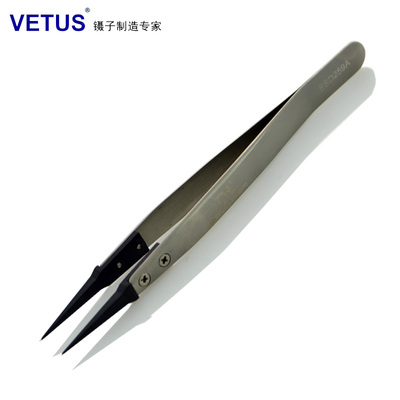 VETUS镊子尖头可换头ESD夹持工具碳纤维特尖嘴防静电镊子ESD-259A
