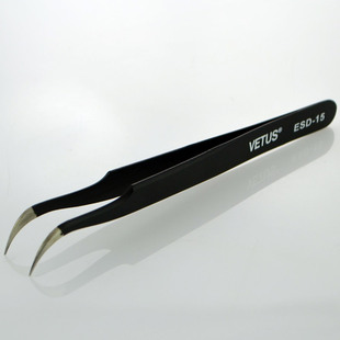 VETUS镊子 高弹性精细精密不锈钢尖头镊子 夹持工具镊子 ESD-15