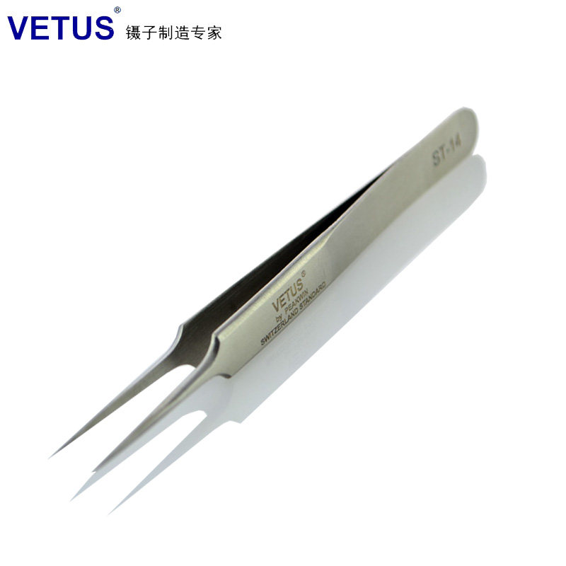VETUS镊子旗舰店 高弹性精细高精密不锈钢特尖头镊子 ST-14精装