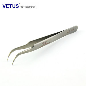 VETUS镊子高精密不锈钢弯尖头镊子美容睫毛种植防磁镊子MJP-14-6