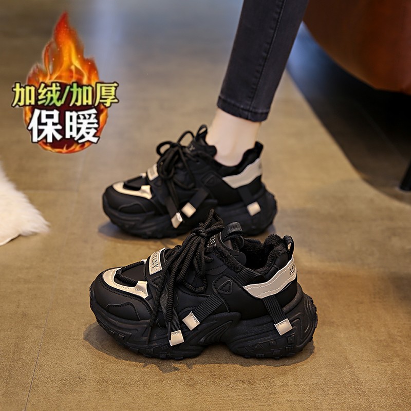 爆款小码34厚底增高二棉运动鞋