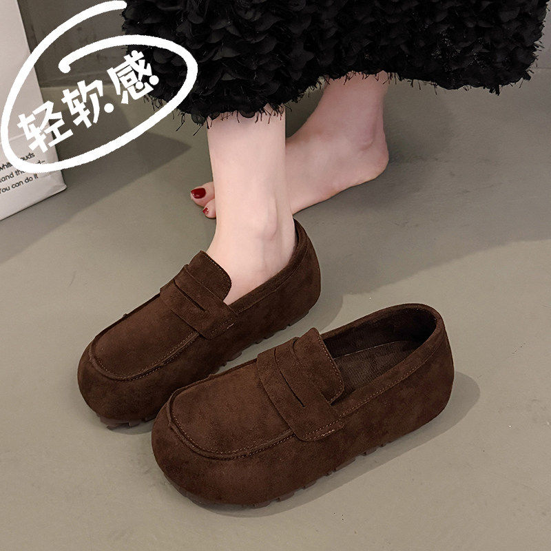 真皮乐福鞋女2025新款秋季复古百搭妈妈豆豆鞋一脚蹬平底勃肯单鞋,女鞋,乐福鞋（豆豆鞋）,淘宝优惠券,粉丝福利购,淘宝优惠卷