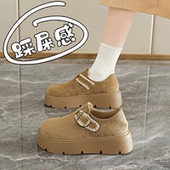 魔术贴软底防滑休闲乐福鞋 2026年新款 女春季 踩屎感厚底增高勃肯鞋