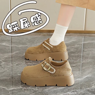 魔术贴软底防滑休闲乐福鞋 2026年新款 女春季 踩屎感厚底增高勃肯鞋