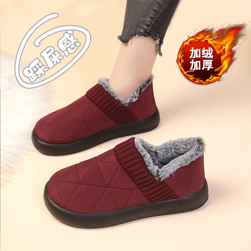 绒妈妈鞋软底休闲老人鞋