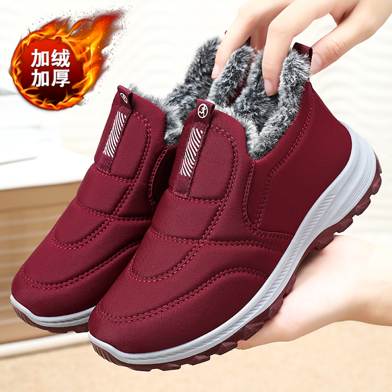 加绒健步鞋一脚蹬防滑外穿
