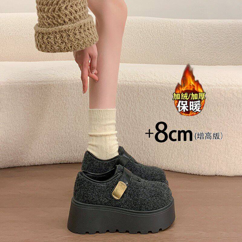 高级灰毛毡勃肯鞋女2025新款冬加绒松糕厚底增高博肯乐福棉鞋34码,女鞋,勃肯鞋/软木鞋,淘宝优惠券,粉丝福利购,淘宝优惠卷