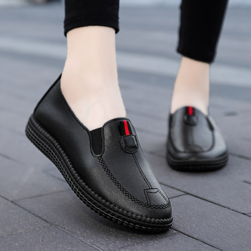 防滑单鞋软底皮鞋中老年