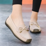 Демисезонная обувь, нескользящие туфли для матери, слипоны для кожаной обуви, из натуральной кожи, мягкая подошва