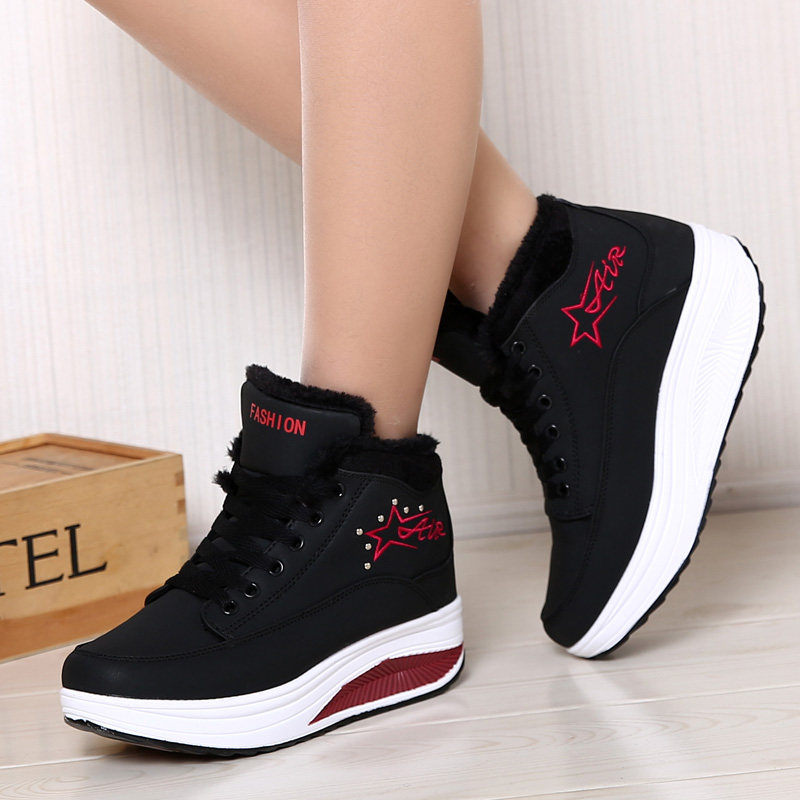 冬款加绒摇摇鞋冬鞋女韩版跛跟厚底高帮加厚棉鞋休闲旅游运动棉鞋,女鞋,高帮鞋,淘宝优惠券,粉丝福利购,淘宝优惠卷