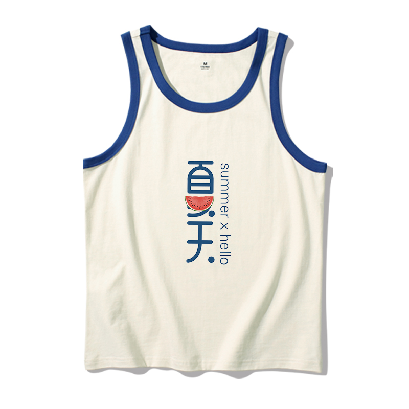 夏天 夏季纯棉背心男女款宽松休闲无袖t恤复古怀旧简约坎肩上衣