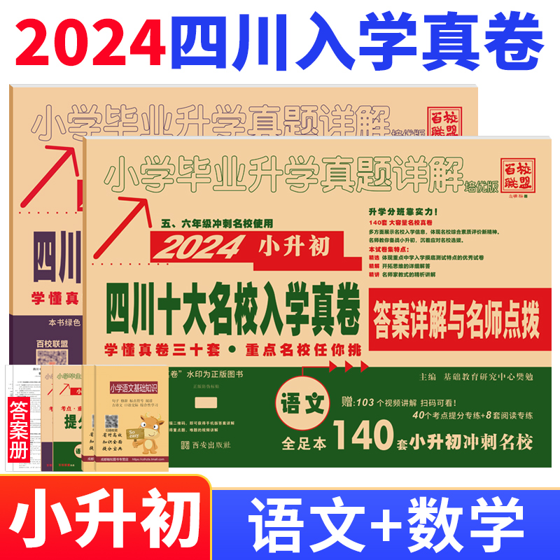 2024版四川十大名校入学真卷语文数学小升初历年真题试卷 考进名校题库招生分班真题 成都小升初四川十大名校招生真卷小考真题集锦