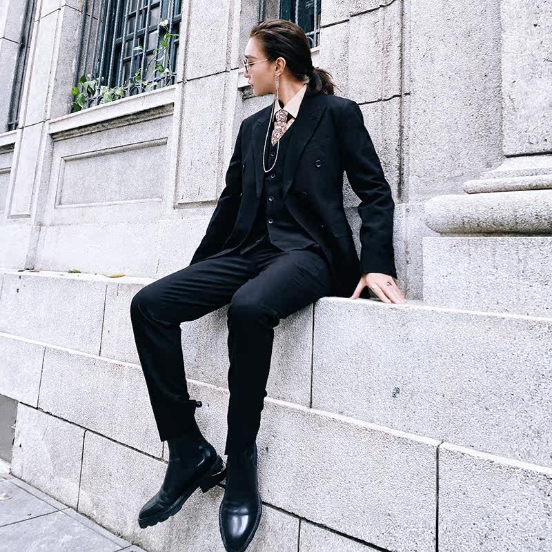 正正TUTU英伦绅士商务休闲正式双排西服套装时尚百搭男士西装西裤