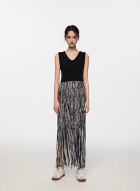 时尚针织背心裙流苏连衣裙310343