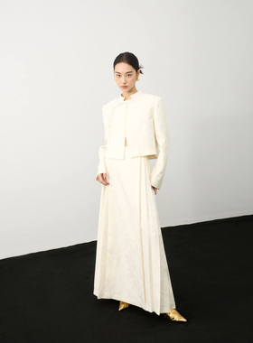 25秋冬新中式时尚提花立领外套套装马面裙两件套