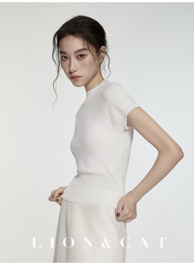 2026春季时尚极简圆领简约针织短袖上衣