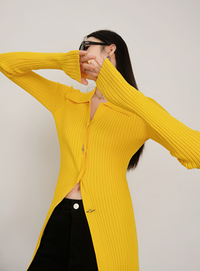 25秋季/时尚洋气弹性紧身黄色针织衫204420