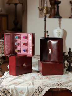 复古首饰盒双开戒指项链收纳盒欧式网红耳钉饰品盒小号可爱盒子