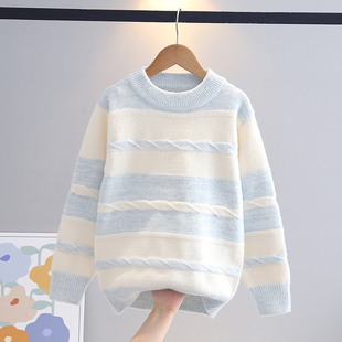 女中大童秋冬毛衣2025新款 保暖洋气韩国绒初中生毛衣 儿童针织衫