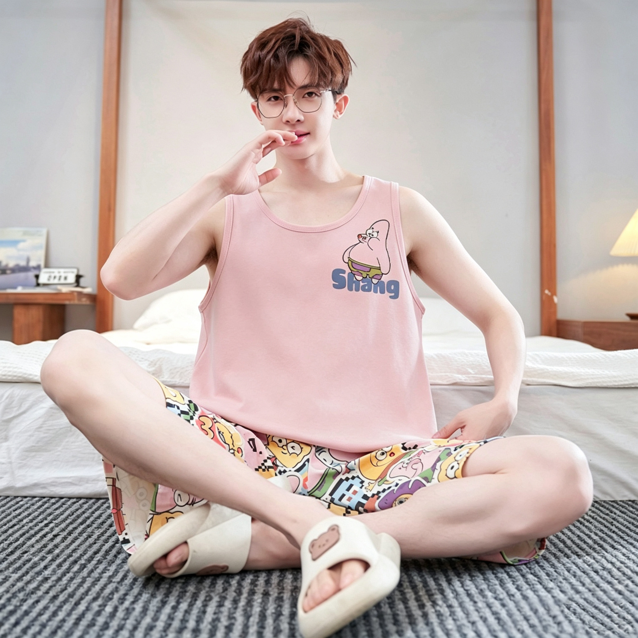 男士夏季纯棉背心派大星家居服
