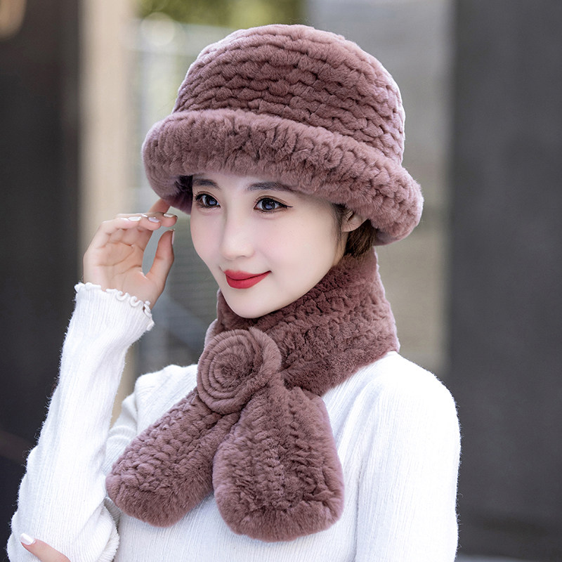 中老年人皮草帽子女士秋冬季奶奶妈妈獭兔毛礼帽加厚女冬天老人帽
