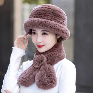 中老年人皮草帽子女士秋冬季奶奶妈妈獭兔毛礼帽加厚女冬天老人帽