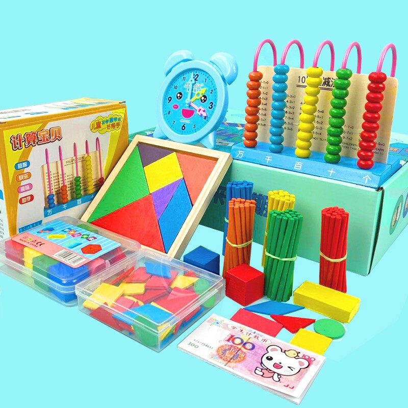 科朗鑫盛 教学数棒儿童玩具 早教学具盒 七巧板积木几何体计数纸质玩具 算术棒小学计数器算数棒雪糕棒
