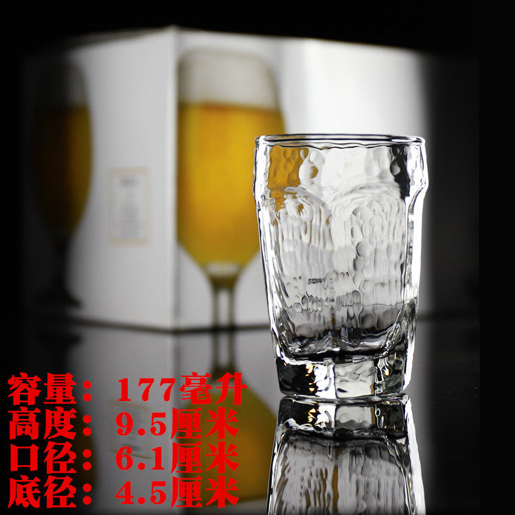 美国利比日式锤纹厚底玻璃水杯果汁杯奶茶杯啤酒杯复古玻璃洋酒杯