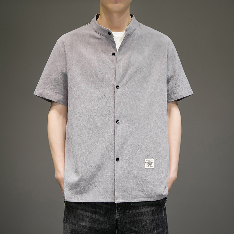 2024春夏新款男风复古短袖大码衬衫上衣414-H002-F38,男装衬衫,四季星座414