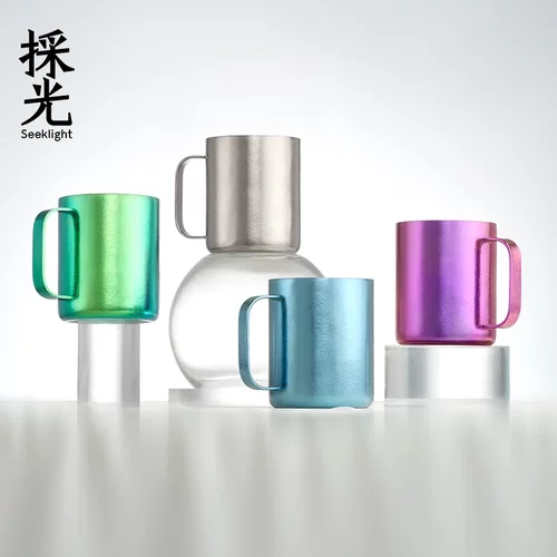 利快纯钛马克杯採光seeklight采光隔热焕金防烫办公户外送礼便携