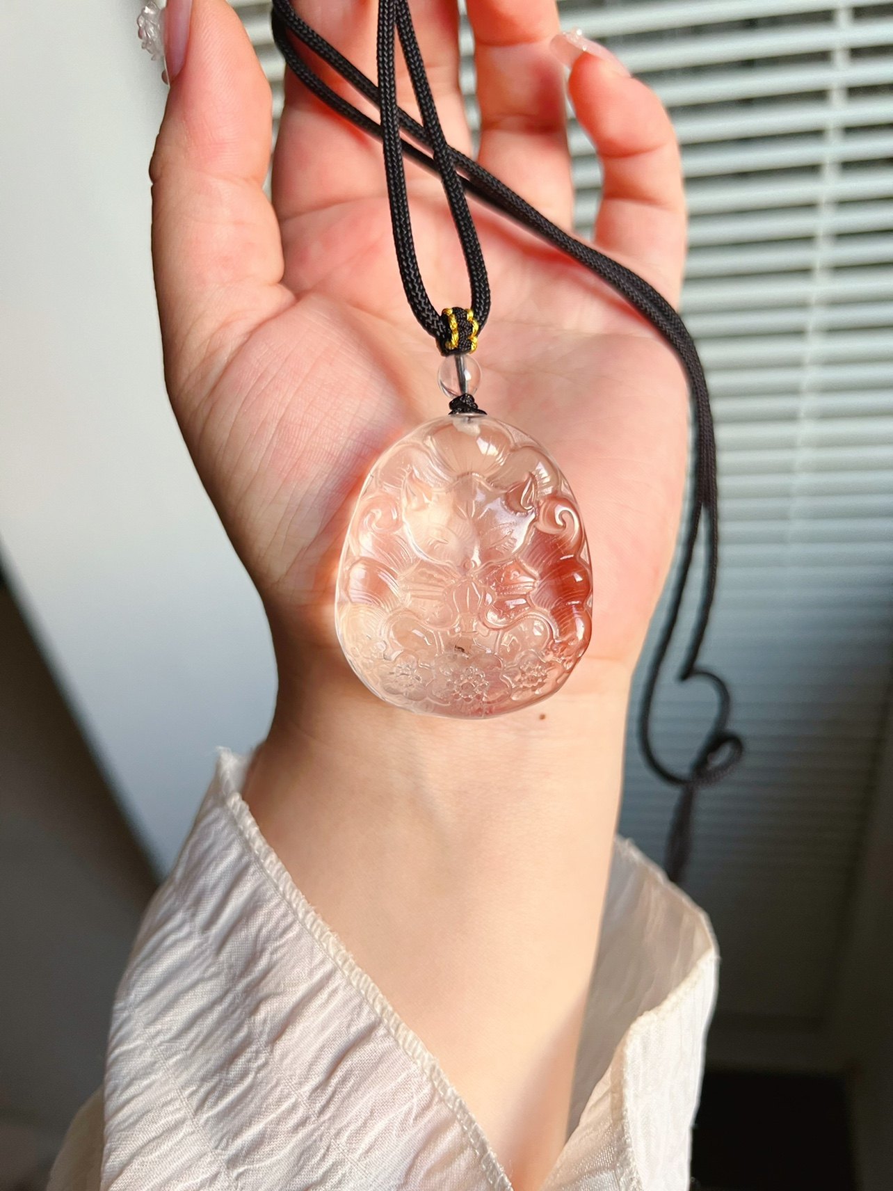 天然白水晶狐狸吊坠九尾白狐水晶项链毛衣链挂件男士项坠正品桃花