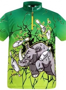 代购款韩国直发高定款BIG保龄球T恤运动衣速干面料SST-51167绿色