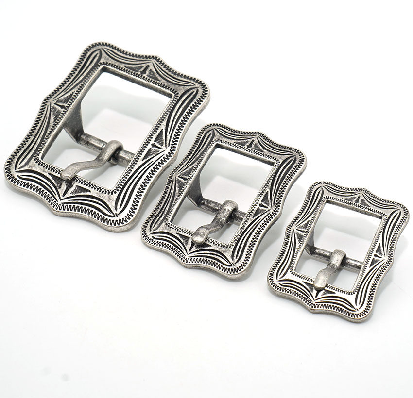 纯黄铜古银色谢里丹唐草针扣日字扣皮雕皮带扣16/19.5/25mm腰带扣