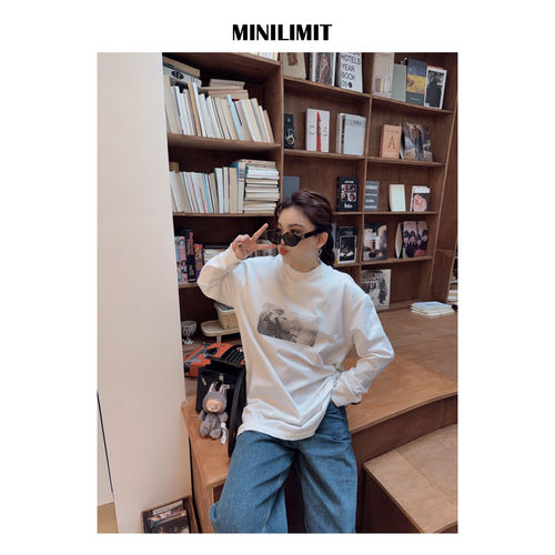 DY802 做旧风印花卫衣 复古印花T恤磨毛设计 长袖打底 MINILIMIT