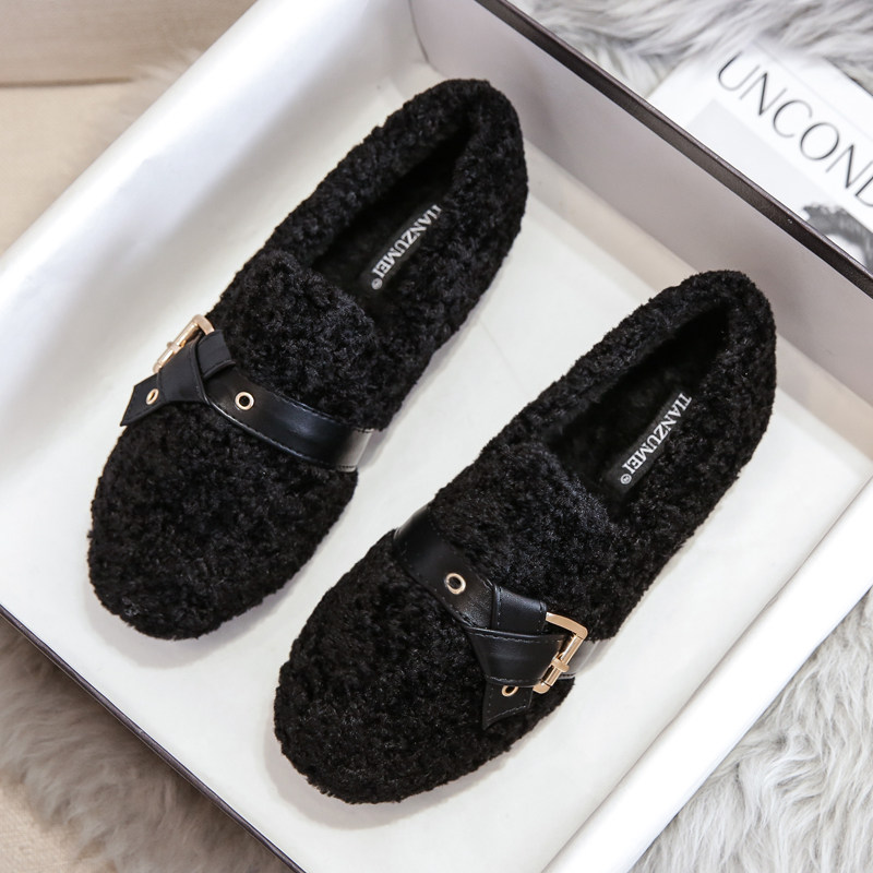 毛毛鞋女秋冬外穿2025新款加绒保暖棉鞋一脚蹬厚底羊羔毛豆豆鞋,女鞋,乐福鞋（豆豆鞋）,淘宝优惠券,粉丝福利购,淘宝优惠卷